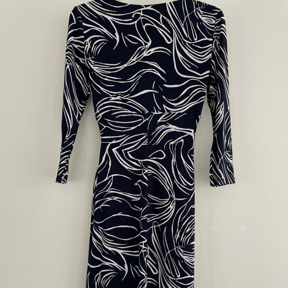 Lauren Ralph Lauren Women's Size 10 Black & White Jersey Sheath Dress Faux Wrap - Picture 3 of 15